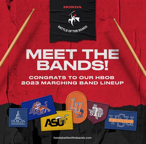 Honda botb 2023 lineup - October 21, 2019 — TORRANCE, Calif. Eight HBCU marching bands selected to perform at 17th Honda Battle of the Bands Invitational Showcase. Over 1,800 band members to take the field in Atlanta on January 25, 2020. Tickets are on sale now. The votes are in and the top eight bands have been selected to perform at an epic 2020 Honda Battle of the ...